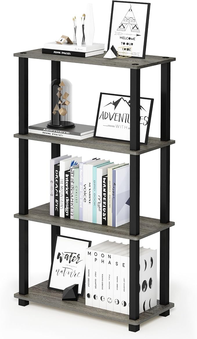 Furinno TURN-S-TUBE Storage Shelves, 4-Tier Book Shelf, Corner Shelf, Toolless - Image 6