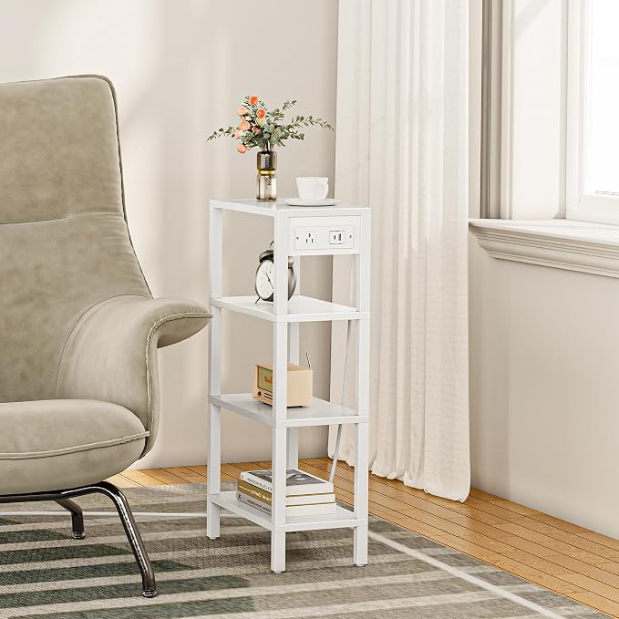 TUTOTAK Narrow Side Table with Charging Station, Small End Table with USB Ports - Image 2