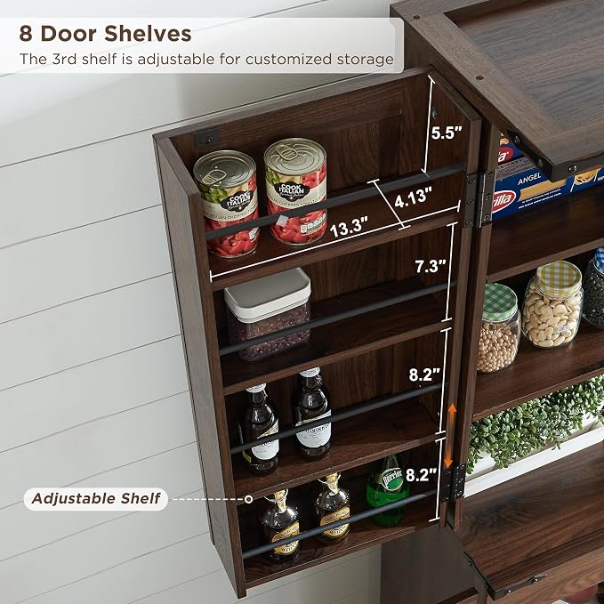 ACCOHOHO 72" Tall Kitchen Pantry, Farmhouse Storage Cabinet - Image 5