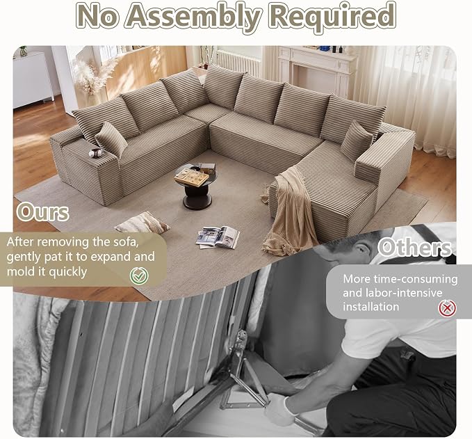 Cloud Sectional Couch with L-Shape Chaise, Modern Modular Comfy Sofa with Deep - Image 4