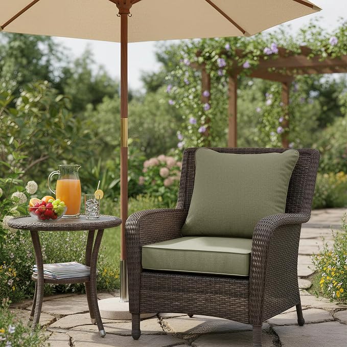 Summsun Water Resistant Outdoor Chair Cushions, Faux Linen Backrest and Deep - Image 2