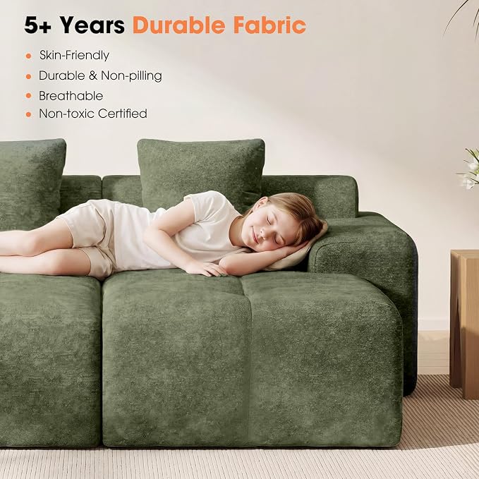 83.5" Boneless Loveseat with 2 Ottoman, Cloud Comfy Sofa Bed, Modular Sofa - Image 6