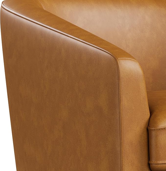Swivel Barrel Accent Chairs Set of 2, Round Faux Leather Living Room Arm Chairs - Image 8