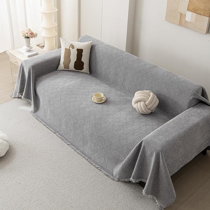 DREAMINGO Modern Chenille Couch Cover Blanket Washable Sofa Covers - Image 7