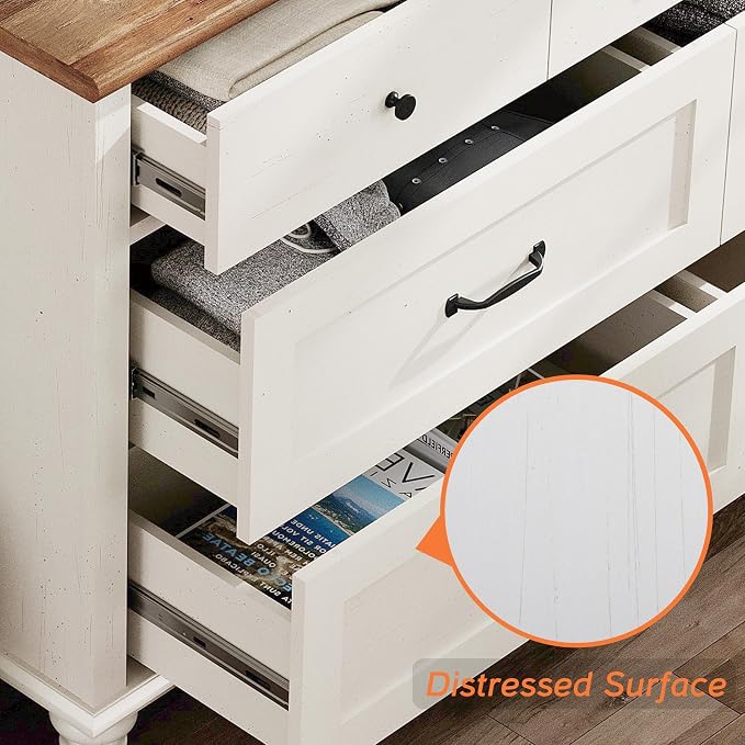 WAMPAT 7 Drawer Dresser for Bedroom, Wide Wooden Chest of Drawers Distressed - Image 5