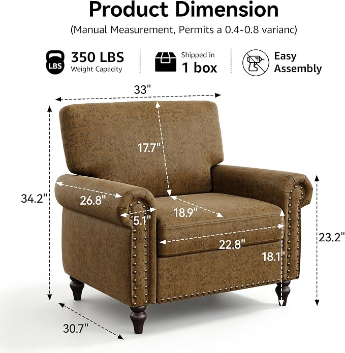 Nailhead Trim Accent Chair, Faux Leahter Mid Century Modern Living Room Arm - Image 9