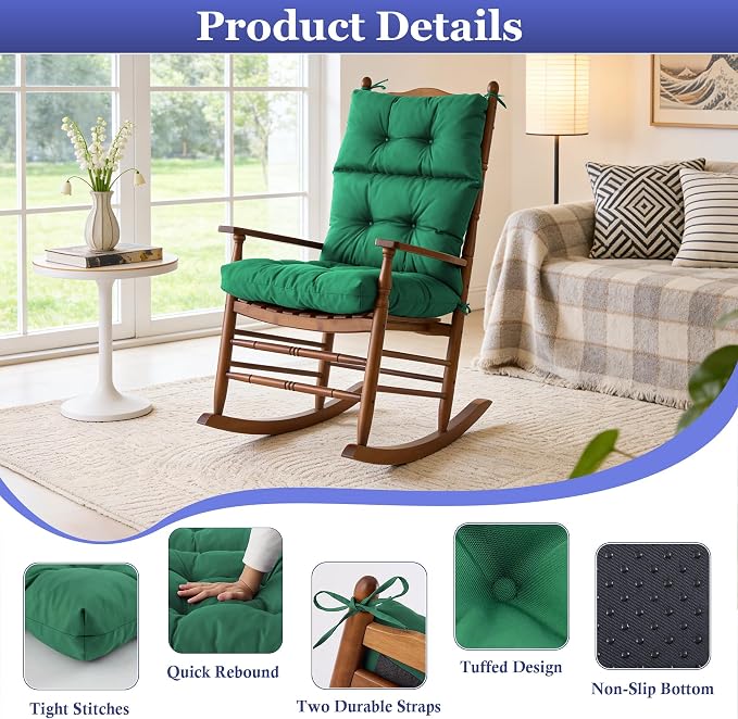 Rocking Chair Cushion, Waterproof and Fade-Resistant Adirondack Rocker Cushions - Image 7