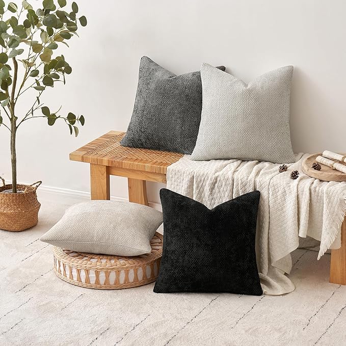 MIULEE Pack of 2 Lumbar Couch Throw Pillow Covers 20x12 Inch Black Modern Boho - Image 5