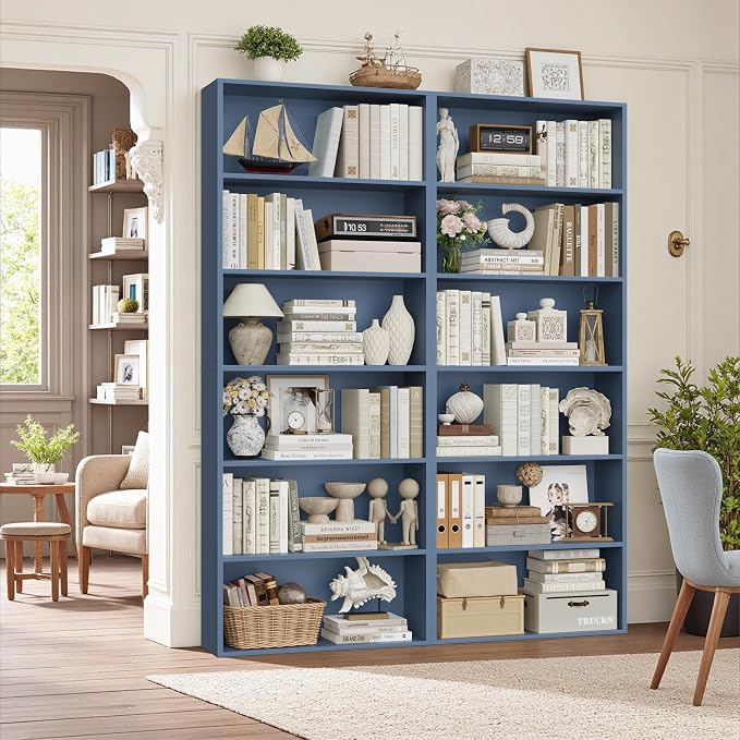 FOTOSOK 6-Tier Open Bookcase and Bookshelf Set of 2, Freestanding Display by FOTOSOK
