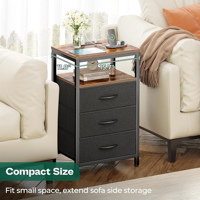 Huuger Nightstands Set of 2, 27.6 Inch End Tables - Image 7