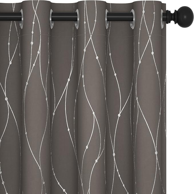 Deconovo Blackout Curtains, Thermal Insulaed Soundproof Drapes, Wave Dots by Deconovo