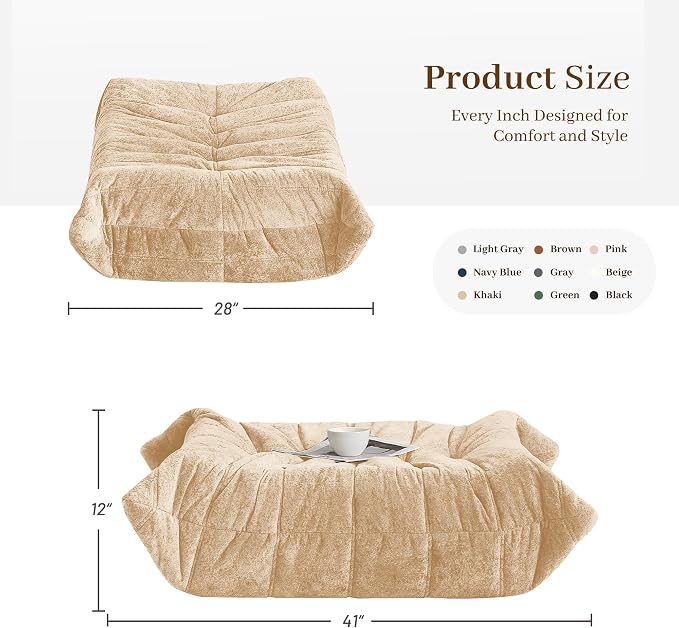 Bean Bag Ottoman, Memory Foam Lazy Bean Bag Sofa, Fireside Chair Foot Rest - Image 3