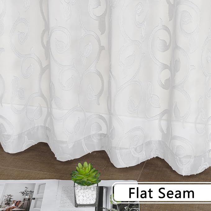 OWENIE Furman Sheer Curtains 72 inches Long 2 Panels Set, Light Filtering Top - Image 7
