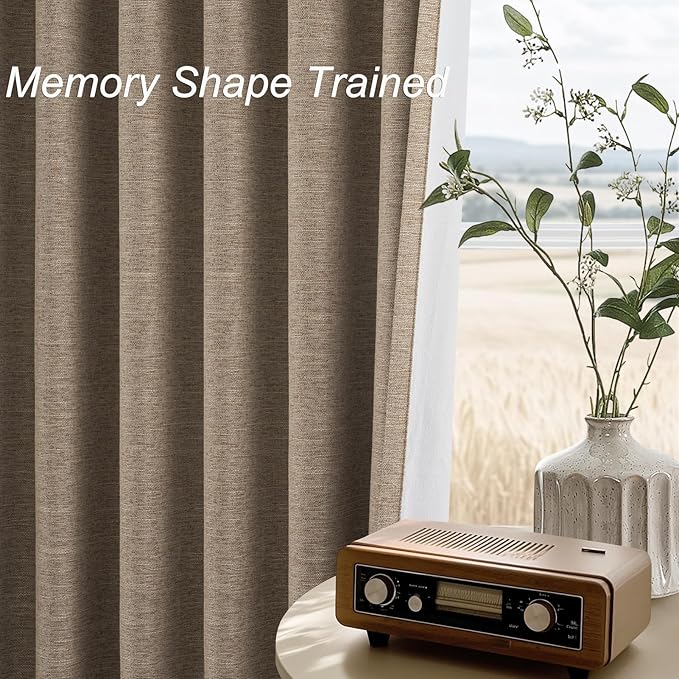 Topfinel 102 Inches Long Custom Blackout Linen Curtains, Pinch Pleated Noise - Image 4