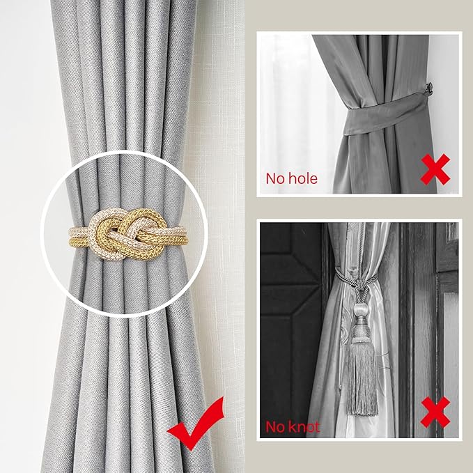 NICEEC 2 Pack Mini Magnetic Curtain Tiebacks Nordic Simple Style Drape Tie - Image 2