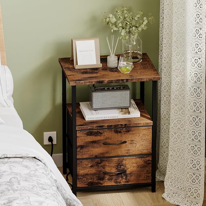 Fixwal Night Stand with Charger Station, Nightstand with Charging Station & - Image 5
