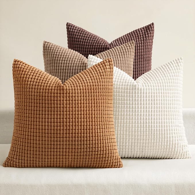 MIULEE Modern Farmhouse Decorative Lumbar Pillow Covers 18x18 Inch Set of 4 by MIULEE