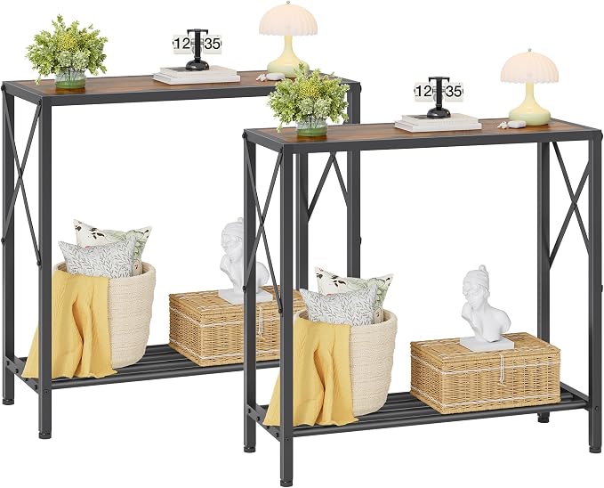 Tajsoon 2PCS Console Table, 2 Tier Small Hallway Table, Narrow Sofa Table by Tajsoon