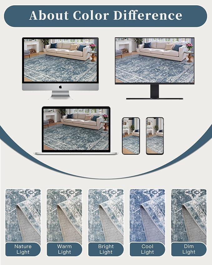 Madane 5x7 Area Rugs for Living Room, Washable Vintage Rug - Image 8