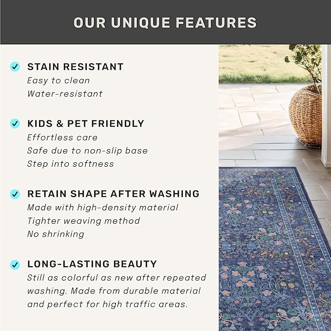 Navy Blue Washable 2x3 Entry Rug - Image 6