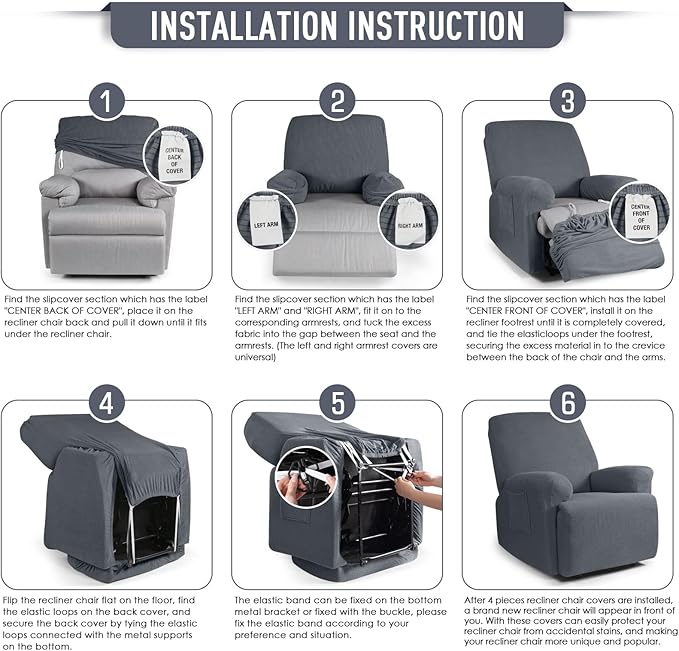 TAOCOCO Oversized Recliner Chair Covers, 1 Seater Streach Recliner Covers Soft - Image 6