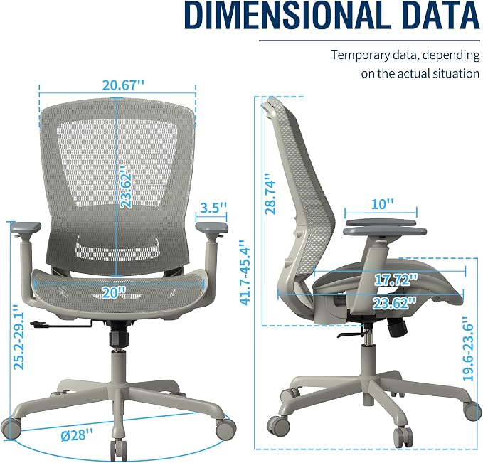 ELABEST Mesh Office Chair, Ergonomic Computer Desk Chair, Sturdy Task Chair- - Image 3
