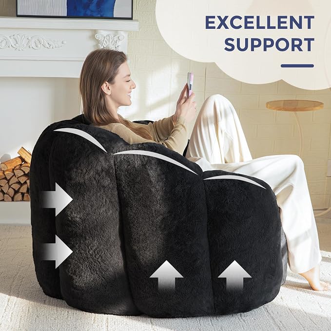 MAXYOYO Bean Bag Chair for Adults, Floral Shaped Bean Bag Sofa, Ultra Soft Faux - Image 9