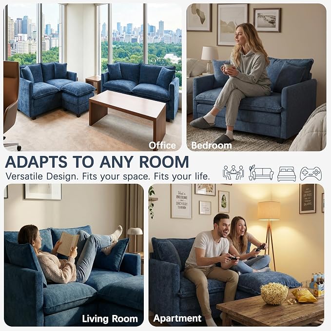 Loveseat Sofa, Comfy Chenille Small Couch - Image 7