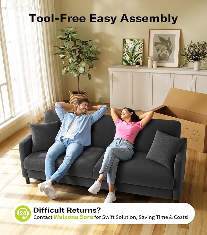 Welzona 83" Couches for Living Room, Teddy Sofa Couch, Comfy Sofas for Living - Image 6