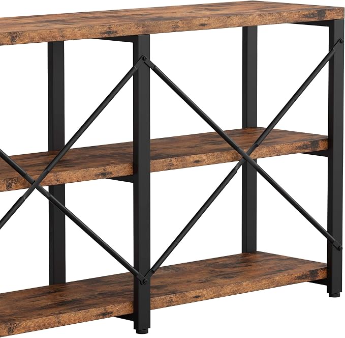 IRONCK Bookshelf Double Wide 47 in 3-Tier, Industrial Bookcases, Wood and Metal - Image 6