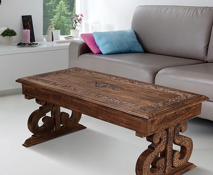 Lightnpro Handcrafted Mango Wood Rectangular Coffee Table - Image 4
