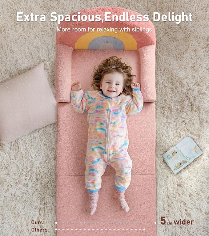 little dove Extra Wide Soft Toddler Couch Fold Out, Comfy Toddler Chair - Image 4