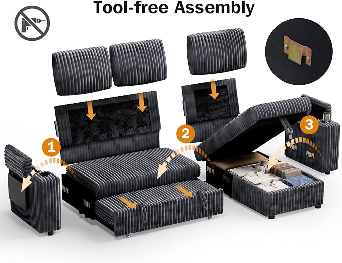 Vipbear 86" Modular Sectional Sleeper Sofa - Image 4