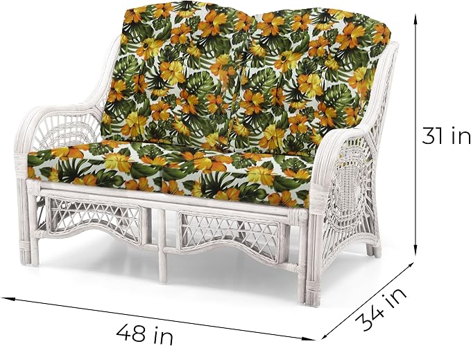 Malibu Lounge Loveseat Sofa Natural Rattan Wicker Handmade Design - Image 2