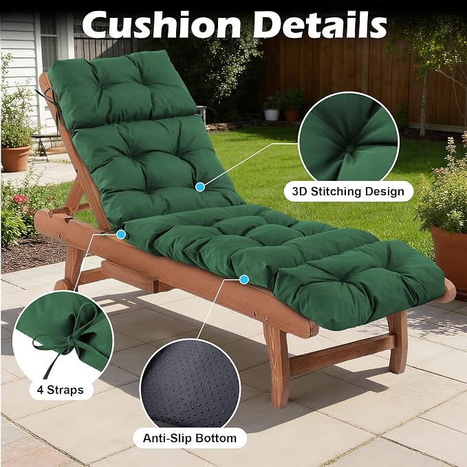 Chaise Lounge Cushions Outdoor, Waterproof & Fade Resistant Patio Lounge Chair - Image 5