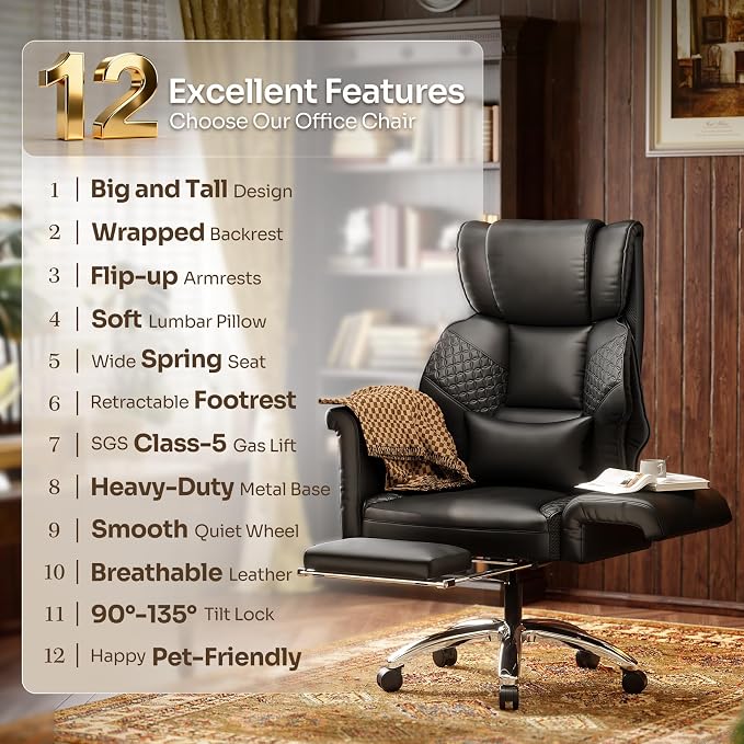 Ergonomic Office Chair with Footrest, Criss Cross Legged Desk Chair with - Image 9