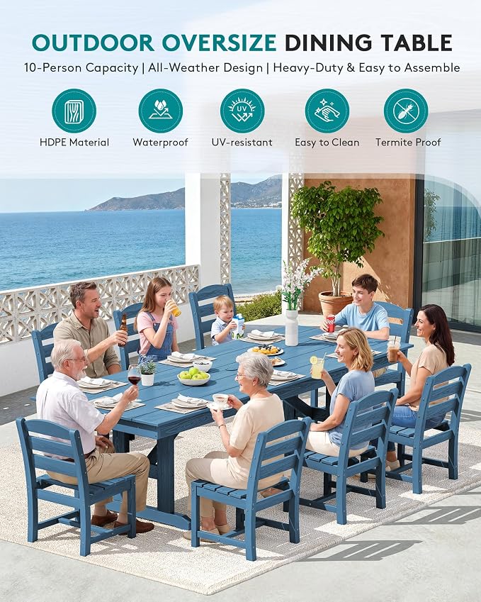 SERWALL Outdoor Armless Dining Chairs Set of 2, All-Weather HDPE Patio Chair - Image 6