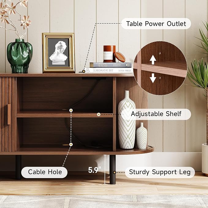ONBRILL 63" TV Stand with Power Outlet - Image 4