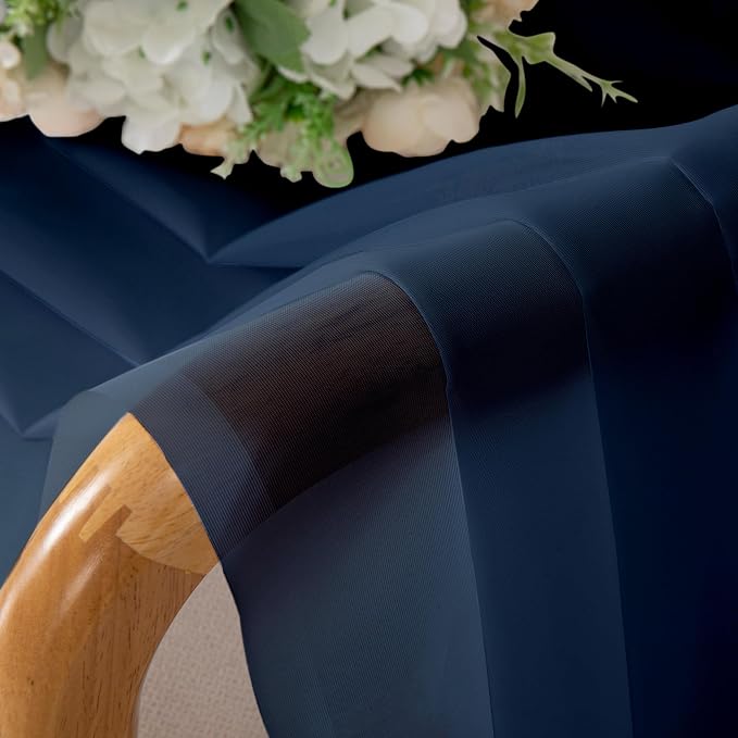 Aiyufeng Navy Blue Sheer Curtains 63 inch Length 2 Panels Set, Sheer Blue - Image 2