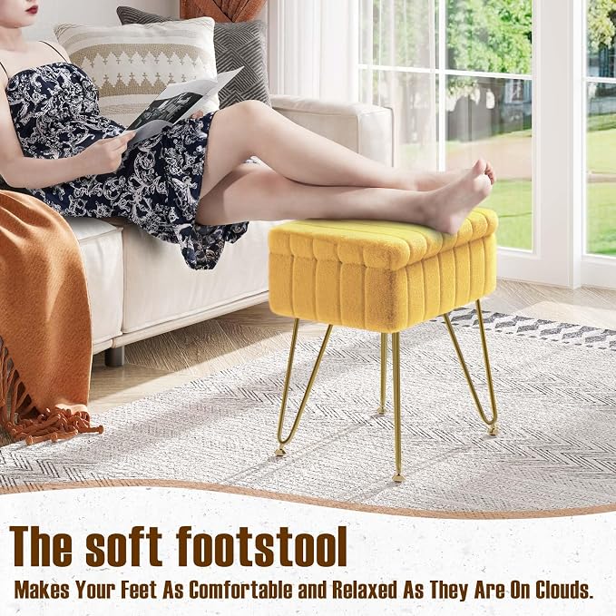 Greenstell Vanity Stool Chair Faux Fur - Image 4