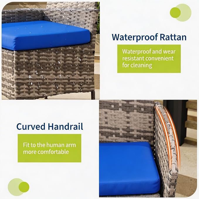 4-Piece Outdoor Furniture Set, PE Rattan Wicker Chairs - Image 3