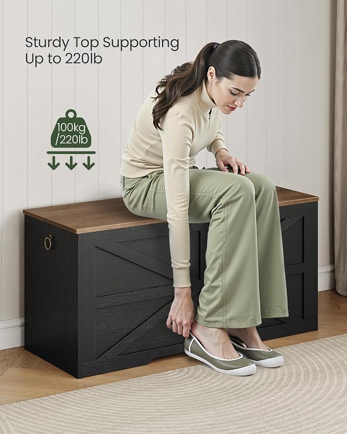 CHOEZON Storage Chest, 39.4" Wooden Storage Trunk, Modern Storage Bench - Image 5