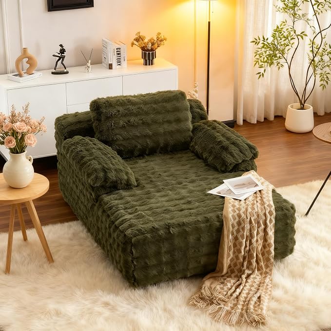 VINGLI Boneless Chaise Lounge Chair Indoor, 55.5" Deep Seat Sleeper Sofa Bed by VINGLI