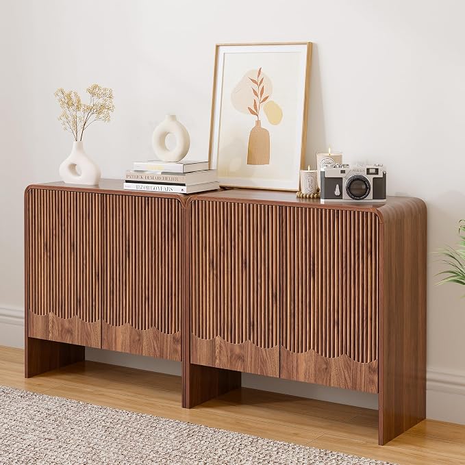 FurSch Fluted Sideboard Buffet Cabinet, Mid Century Modern Storage Cabinet - Image 9