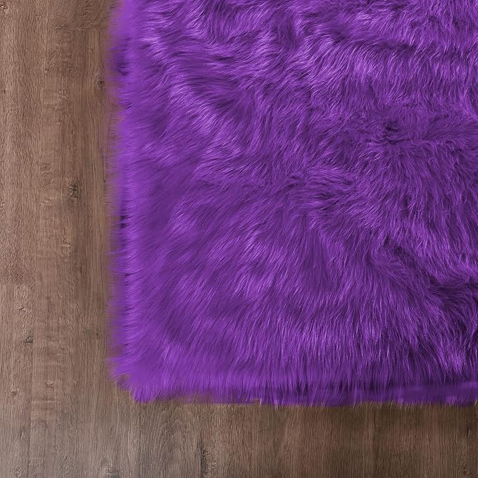 Goolela Purple Area Rug 8x10 Fluffy Fuzzy Furry Carpet - Image 6