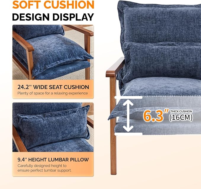 VINGLI Mid-Century Modern Cloud Accent Armchair - Image 7