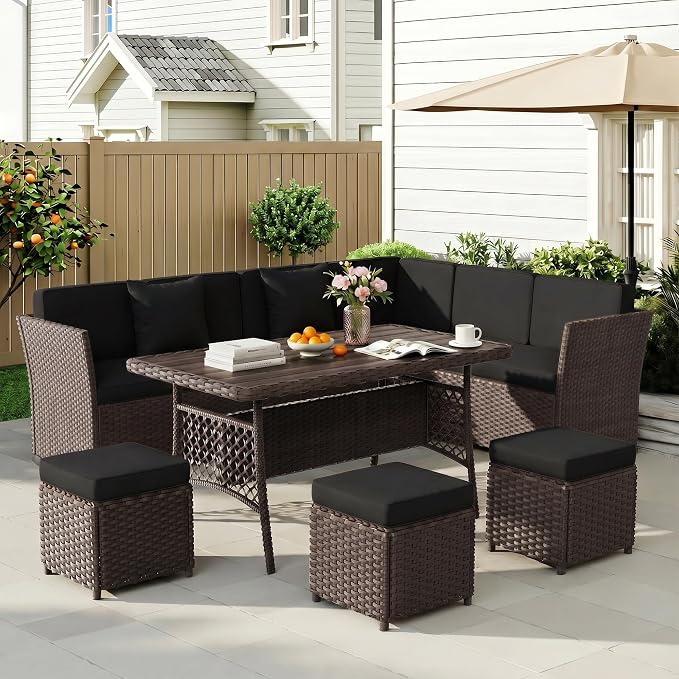 LOUVIXA 7 Pieces Patio Furniture Set, Outdoor Patio Furniture, Wicker by LOUVIXA