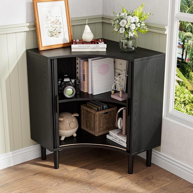 Lxsxlome Fluted Corner Cabinet, Small Corner Floor Cabinet - Image 5