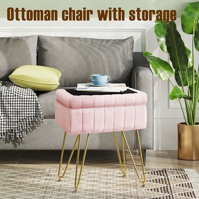 Greenstell Vanity Stool Chair Faux Fur - Image 5