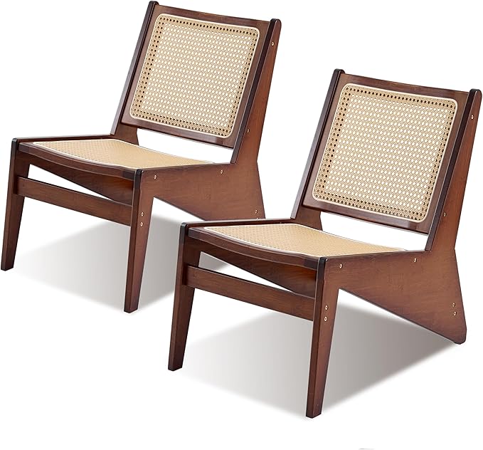 Furlide Rattan Chair 2Pcs, Mid-Century Accent Chair, Rattan Lounge Chair by Furlide